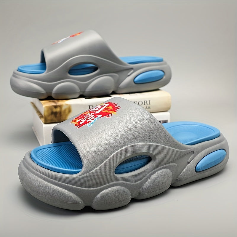 Men's Letters Print Non Slip Platform Slides