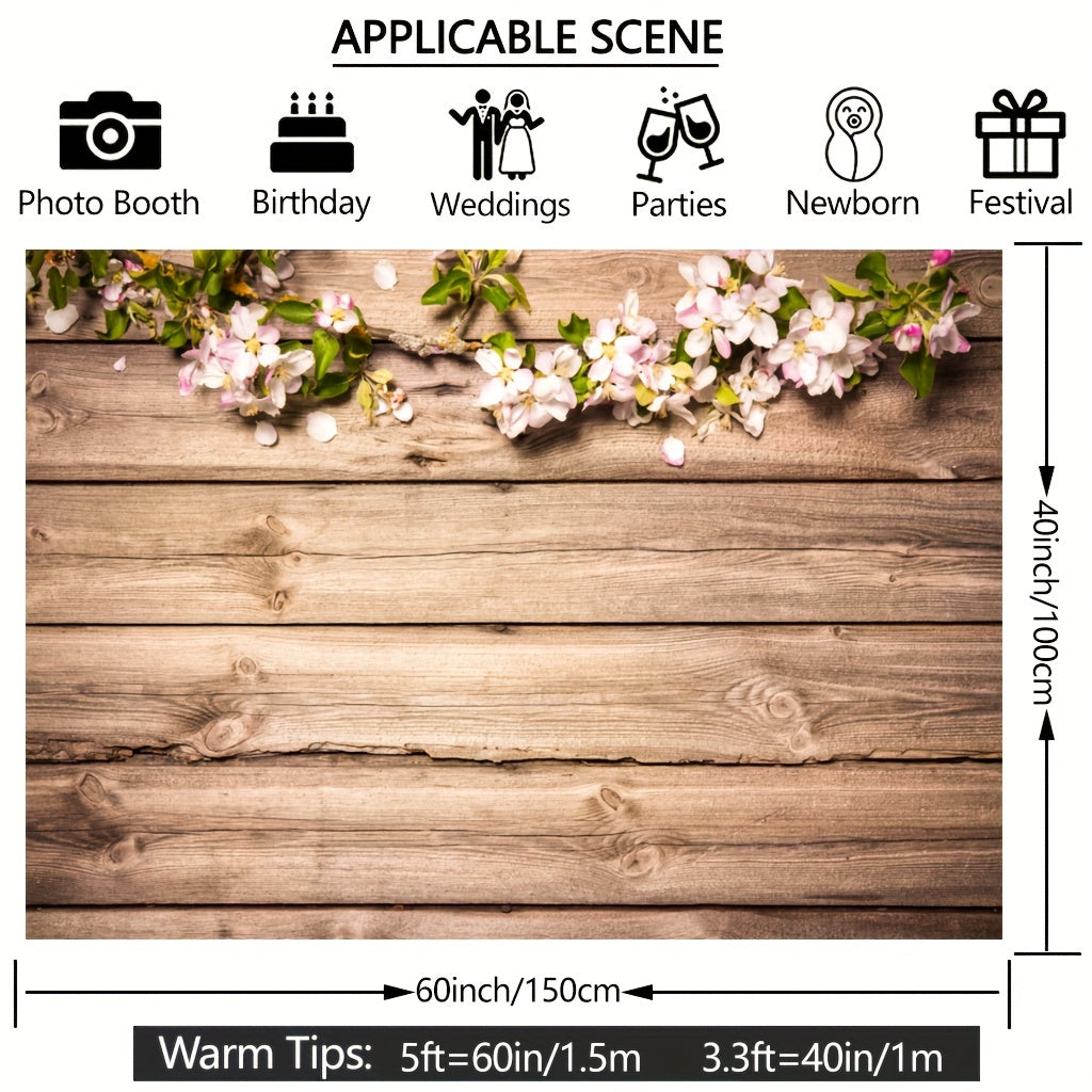 Wood Wall Photography Backdrop Spring Flowers 4x91 Birthday Party Photo Backgrou