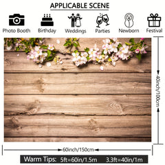 Wood Wall Photography Backdrop Spring Flowers 4x91 Birthday Party Photo Backgrou