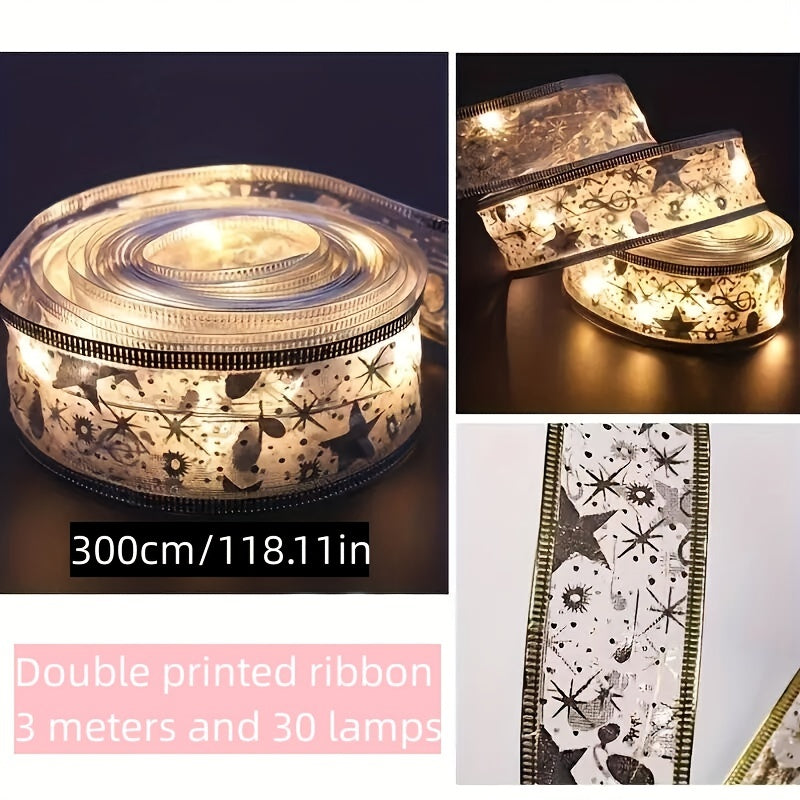 Christmas Tree Decorative Light Ribbon with 30 LED Lamps