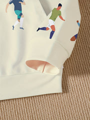 Football Player Print Kid's Hoodie Pullover Casual Hooded Long Sleeve Top