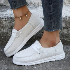 Women's Stripe Loafers Lace Up Casual Outdoor Shoes Lightweight Sneakers