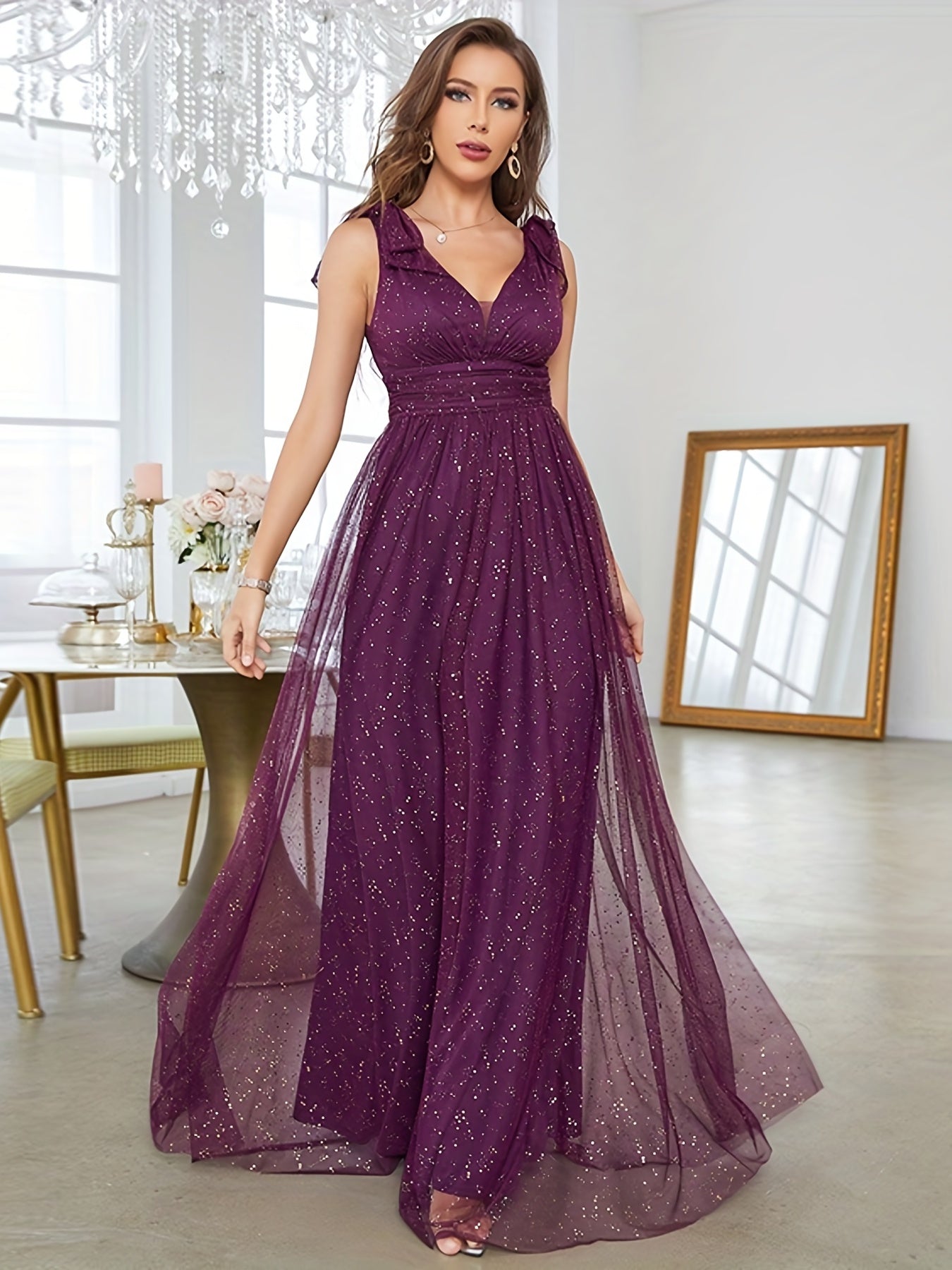 Ruched Waist Bow Strap Bridesmaid Dress Dress For Wedding Party