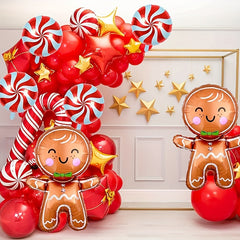 Gingerbread Man Foil Balloon Winter Theme Holiday Party Decor