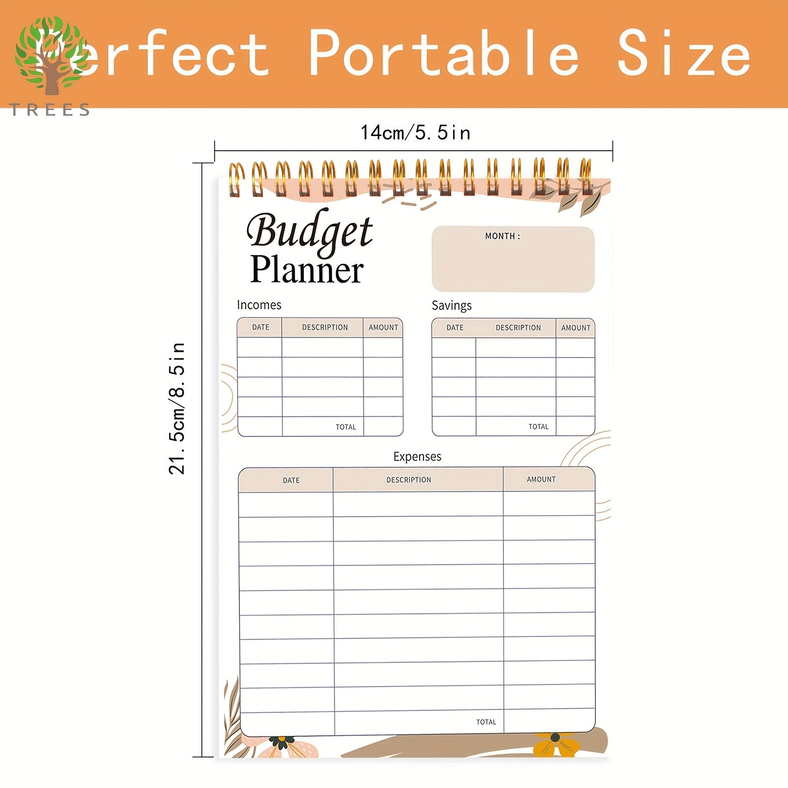 Trees Budget Planner Journal Organizer Sheets 21x13