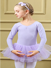 Sweet Girls Long Sleeve Ballet Tutu Leotard Dancing Suit