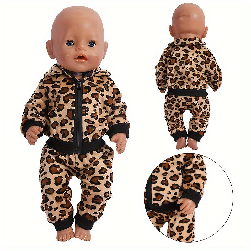 Leopard Print Baby Clothes Set for 16-18 Inch Dolls - No Doll