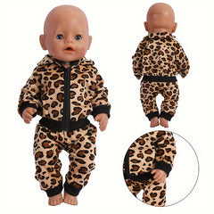 Leopard Print Baby Clothes Set for 16-18 Inch Dolls - No Doll