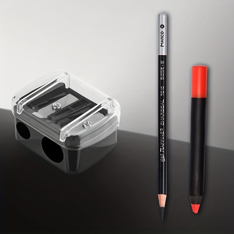 Double Holes Cosmetic Pencil Sharpener Stainless Steel Blades Plastic Cover