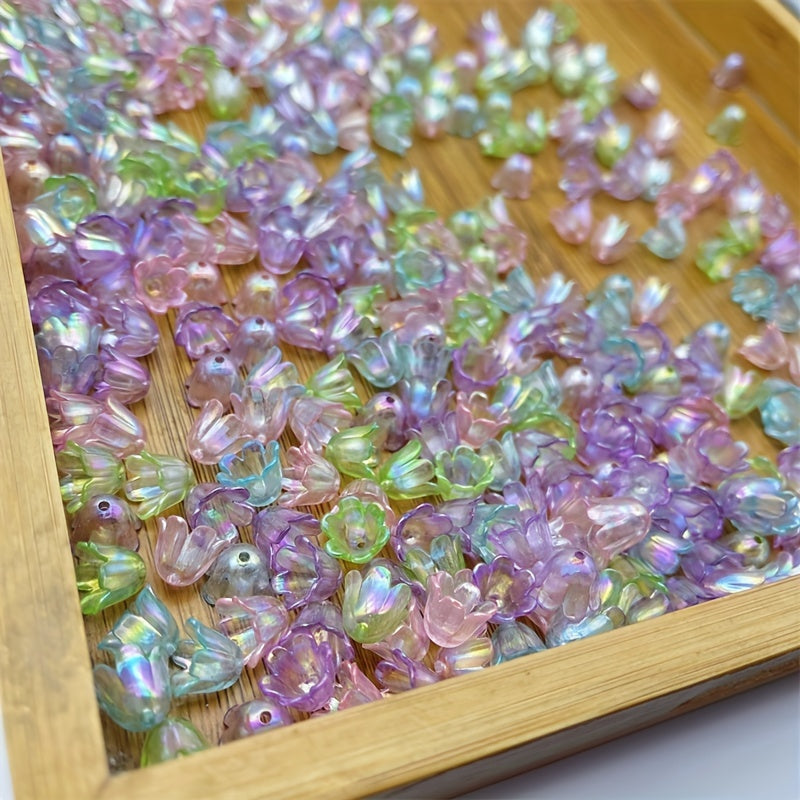 100pcs Straight Hole Small Flower Mixed Beads Bulk