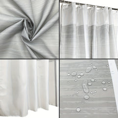 4 Piece Abstract Shower Curtain Set with Non Slip Mat, Lid Cover & 12 Hooks