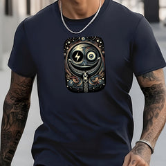 Men's Robot Pattern Shirt Casual Crew Neck Tee