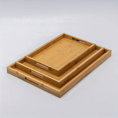 Bamboo Serving Tray With Handles Wooden Fruit Storage Trays