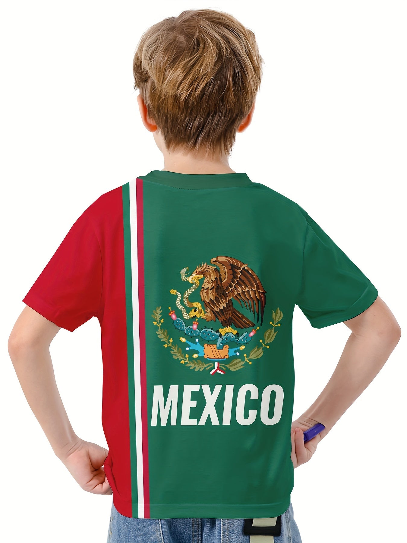 MEXICO 3D Print Boy's Casual Tees Kids Short Sleeve Crew Neck Comfy T shirt