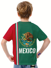 MEXICO 3D Print Boy's Casual Tees Kids Short Sleeve Crew Neck Comfy T shirt