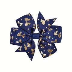 6pcs Candy Ribbed Bow Hair Clip Set for Kids
