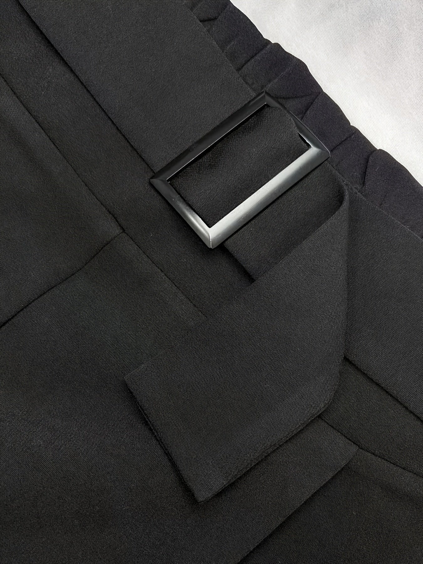 Wide Leg Loose Trousers with Buckle Detail
