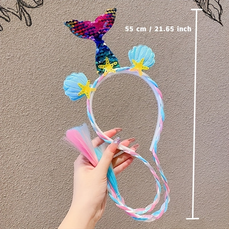 Girls Mermaid Unicorn Wig Sequin Headband Costume Dress Up Party Hair Accessorie