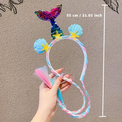 Girls Mermaid Unicorn Wig Sequin Headband Costume Dress Up Party Hair Accessorie