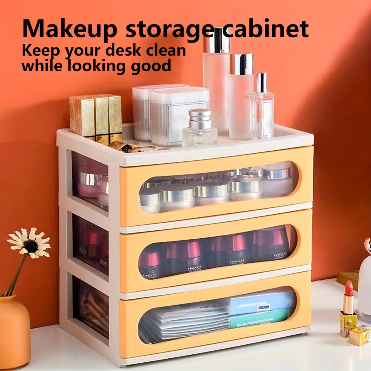 Desk Organizer Storage Box Plastic Drawer Style Storage Box Desktop Office Suppl