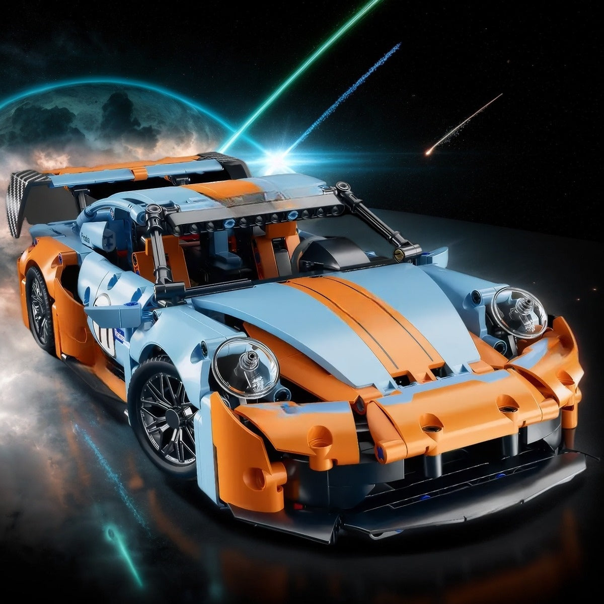 Ocs Orange Sports Car Building Blocks Racing Car Building Block Toy Set