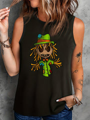 Halloween Casual Tank Top Women's Plus Graphic Round Neck Vest