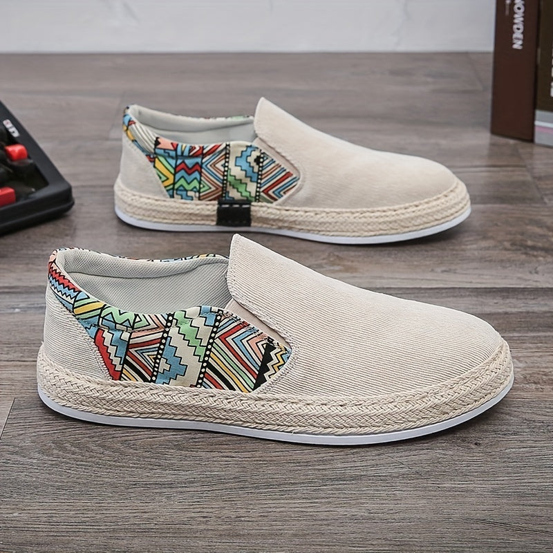 Men's Canvas Slip On Loafer Shoes with Graphic Print