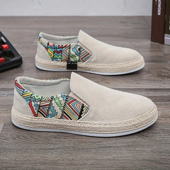 Men's Canvas Slip On Loafer Shoes with Graphic Print
