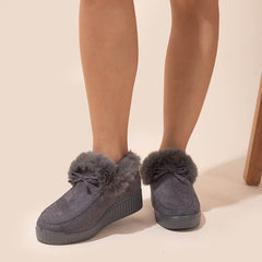 Women's Plush Lined Thermal Snow Boots Non Slip Flat Snow Shoes