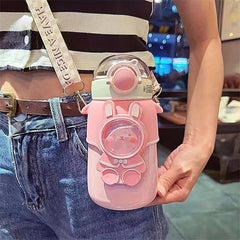 Stainless Steel Insulated Cup with Straw & Strap for Outdoor Activities