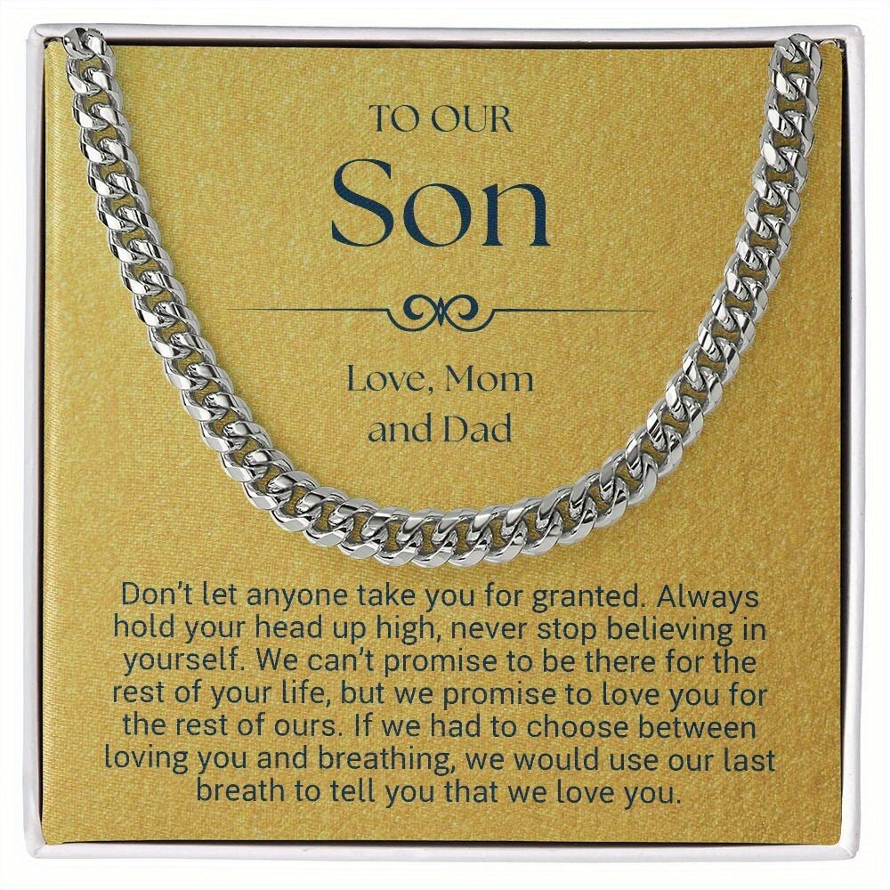 Son Cuban Chain Necklace Graduation Birthday Gift from Mom and Dad