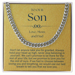 Son Cuban Chain Necklace Graduation Birthday Gift from Mom and Dad