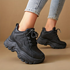 Women's Thick Bottom Sneakers Comfortable Lightweight Lace Up Travel Shoes