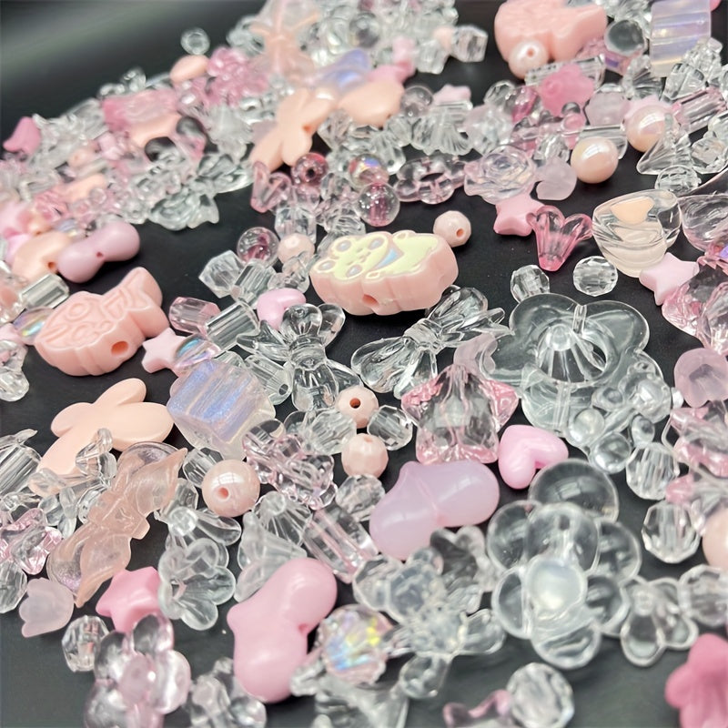 50g Transparent Solid Mixed Beads Bulk DIY Bracelet Necklace Material