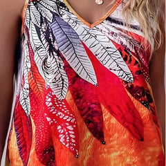 Casual Graphic Print V Neck Tank Top
