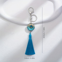 Devil's Eye Tassel Pendant Keychain For Girls Car Key Ring Mobile Phone