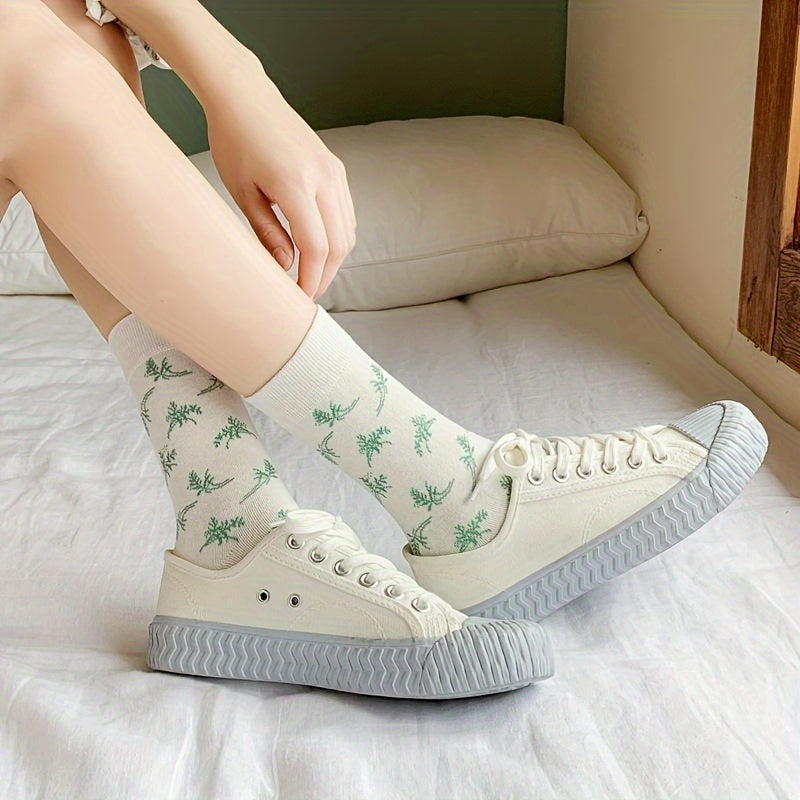 10 Pairs Geometric Pattern Socks Breathable Mid Tube Women's Stockings