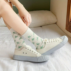 10 Pairs Geometric Pattern Socks Breathable Mid Tube Women's Stockings