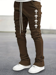 Cross Pattern Flared Trousers Men s Casual Stretch Street Style Joggers