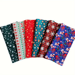 6pcs Christmas Fabric Fat Quarter for DIY Crafting Sewing