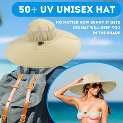 UPF50 Wide Brim Men's Sun Hat Waterproof Bucket Hat