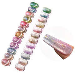 12 Colors Magnetic Gel Nail Polish - Colorful Holographic Cat Eye Gel