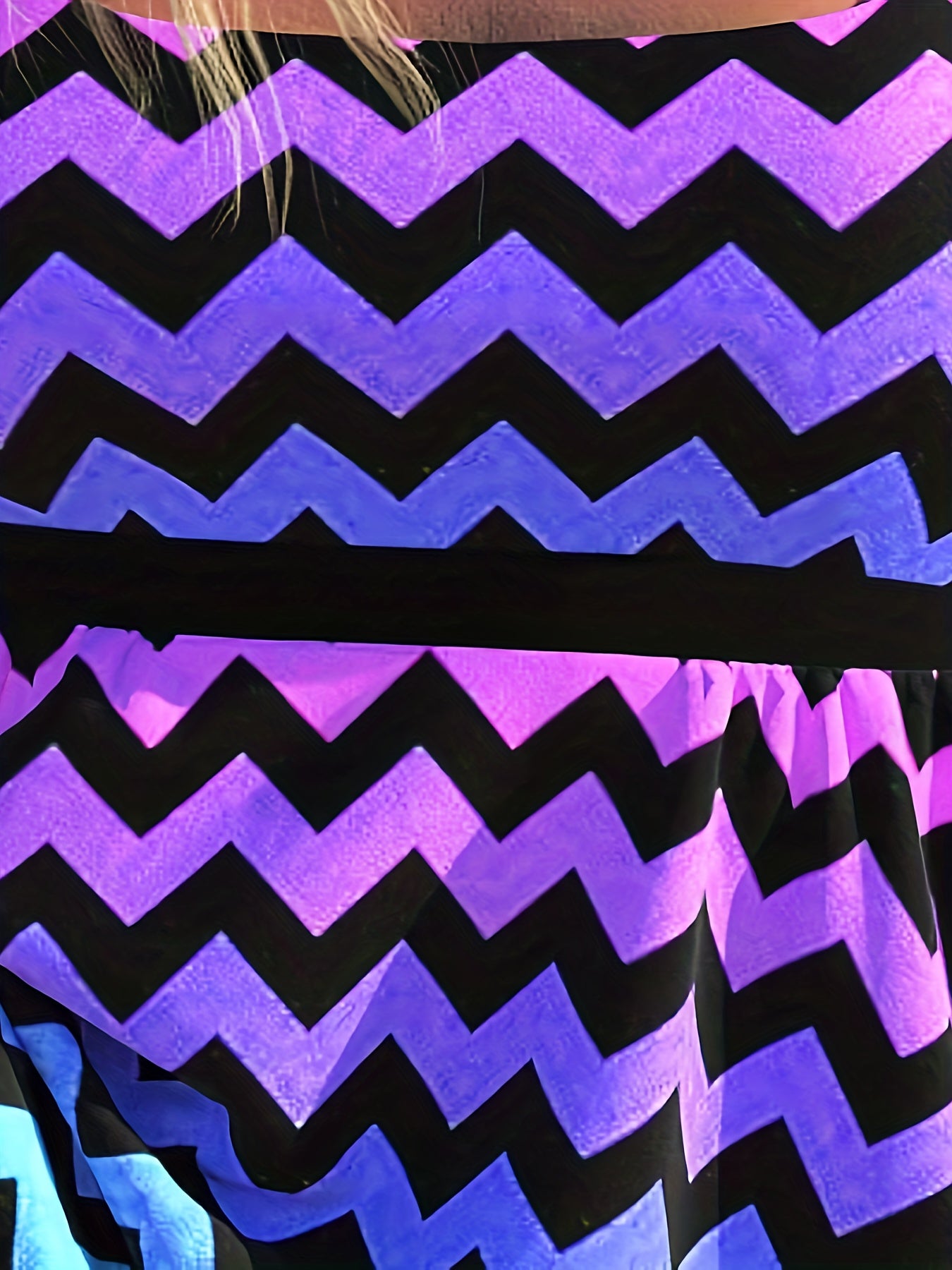 Tie Dye & Chevron Print Square Neck Tankini Set