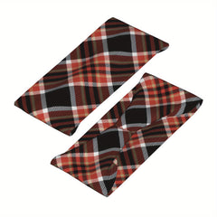 Vintage Plaid Headband Red Checkered Pattern Elastic Fit Sports Headwear
