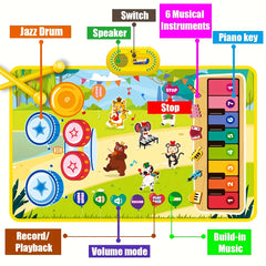Musical Toys Piano Mat & Drum Set Music Floor Play Mat Educational Birthday Toys
