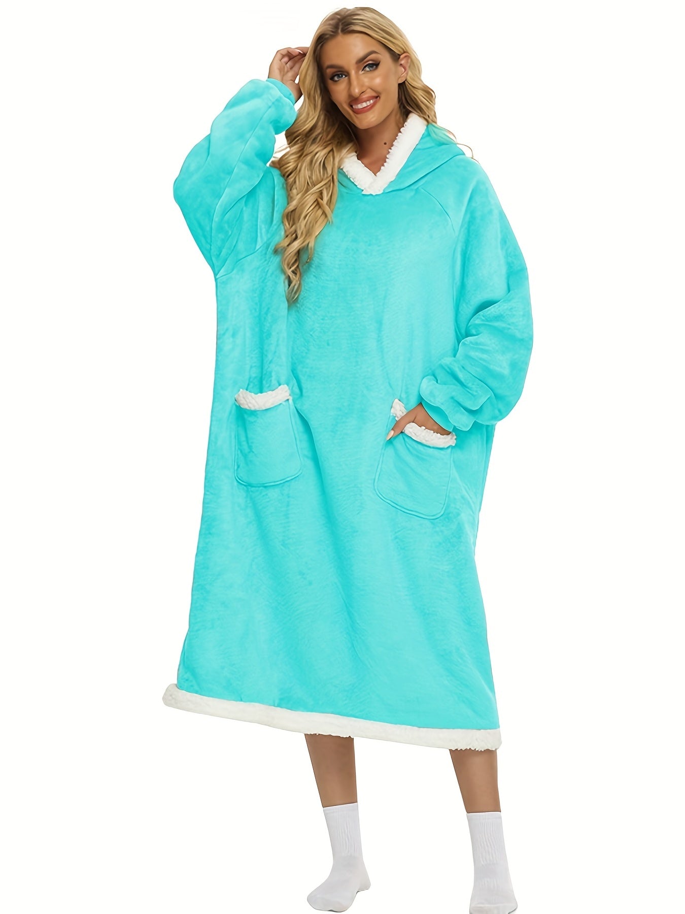 Plush Hooded Night Robe - Warm & Comfy Long Sleeve Robe