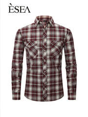 Men's Double Pocket Brushed Check Flannel Shirt