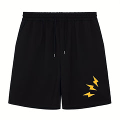 Men's Lightning Print Workout Shorts Active Breathable Drawstring