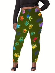 Colorful Paw Print High Stretch Skinny Leggings