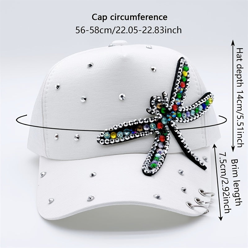 Dragonfly Patch Baseball Cap Y2K Sun Hat Adjustable Golf Dad Hats